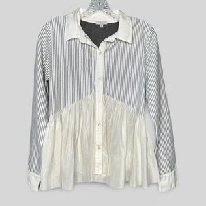 Clu Striped Button Down Blouse